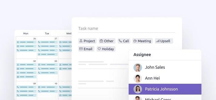 A simplified view of calendar and sales tasks